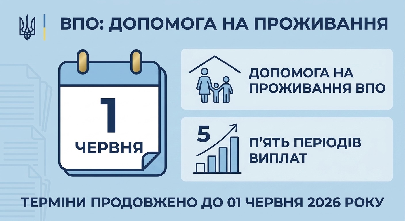 На місяць продовжено терміни подачі документів для допомоги на проживання для ВПО: подати заявку на виплати можна до 01 червня